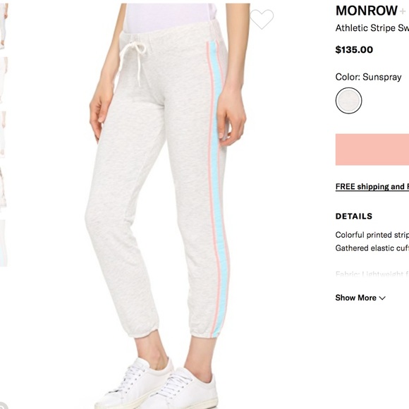 Monrow Pants - NWT Monrow Athletic Stripe Sweatpants Light Medium